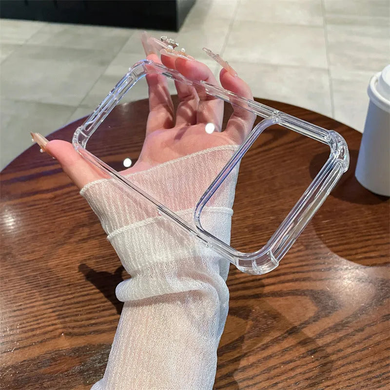 Transparent PC airbag phone case for iPhone, shockproof and drop-resistant, simple style