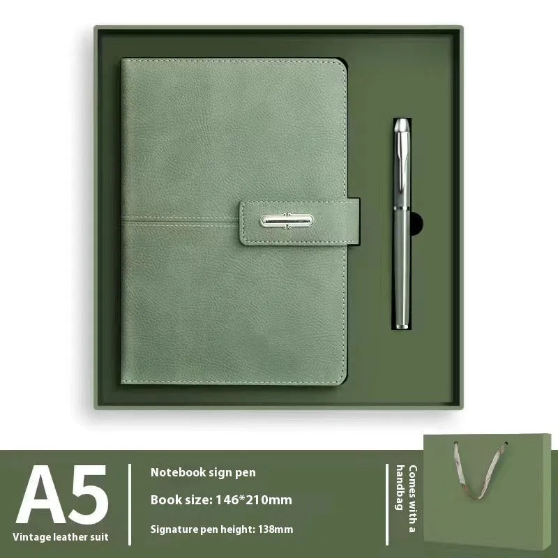 A5 notebook with PU leather cover in multiple colour options including red, green, blue and black
