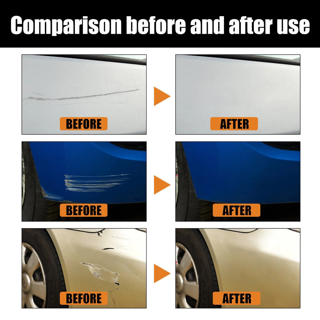Car scratch repair agent 100ml plastic bottle with sponge and microfiber towel for paint renovation
