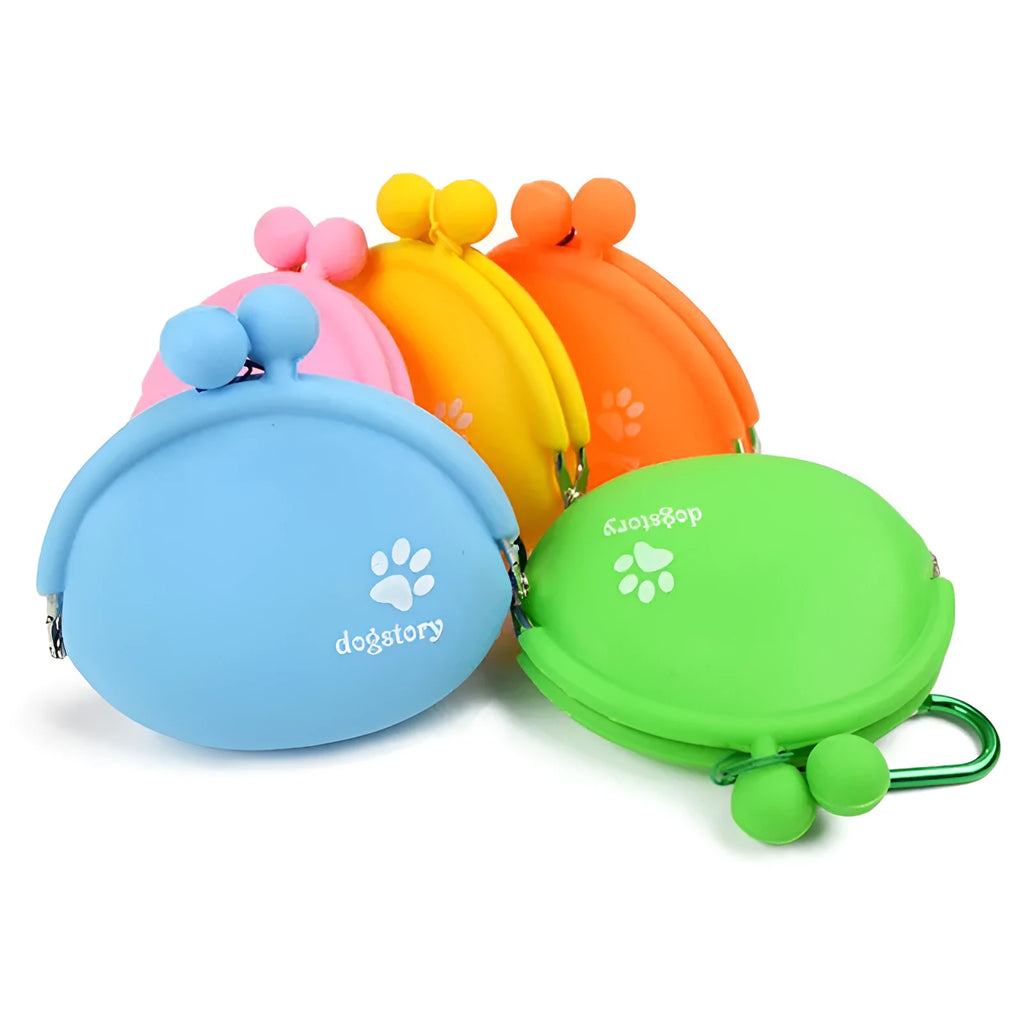 Yellow silicone dog treat bag with hook and loop fastening for training and walks