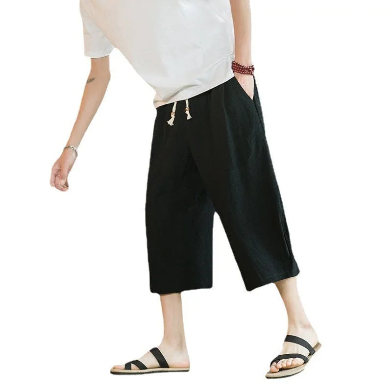 Men's linen summer shorts in straight leg style available in khaki, dark grey, navy, wine red and black colours