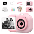 Children's camera toy in pink blue or purple colours with video recording photography and game functions