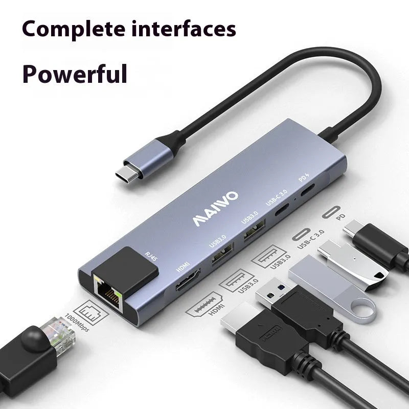 Steam Deck six-in-one aluminium docking station with HDMI, Ethernet, and USB ports.