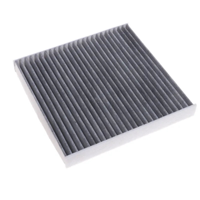 Grey plastic air conditioning filter grid for Geely cars measuring 215mm by 210mm by 30mm.