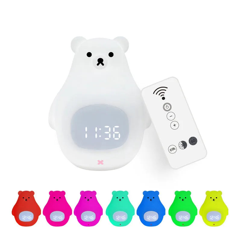 Big White Bear cartoon style silicone night light with remote control and sleeping timer