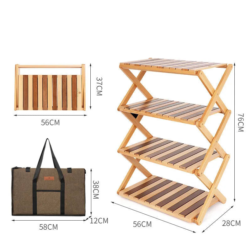 Solid wood folding camping table with storage bag for outdoor picnic barbecue beach use