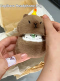 Capabala capybara earphone case for AirPods Pro2 with hanging ornament and pop ring, on white background