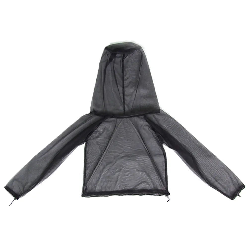 Anti mosquito camping suit four-piece set with canopy hood and breathable mesh fabric for outdoor activities