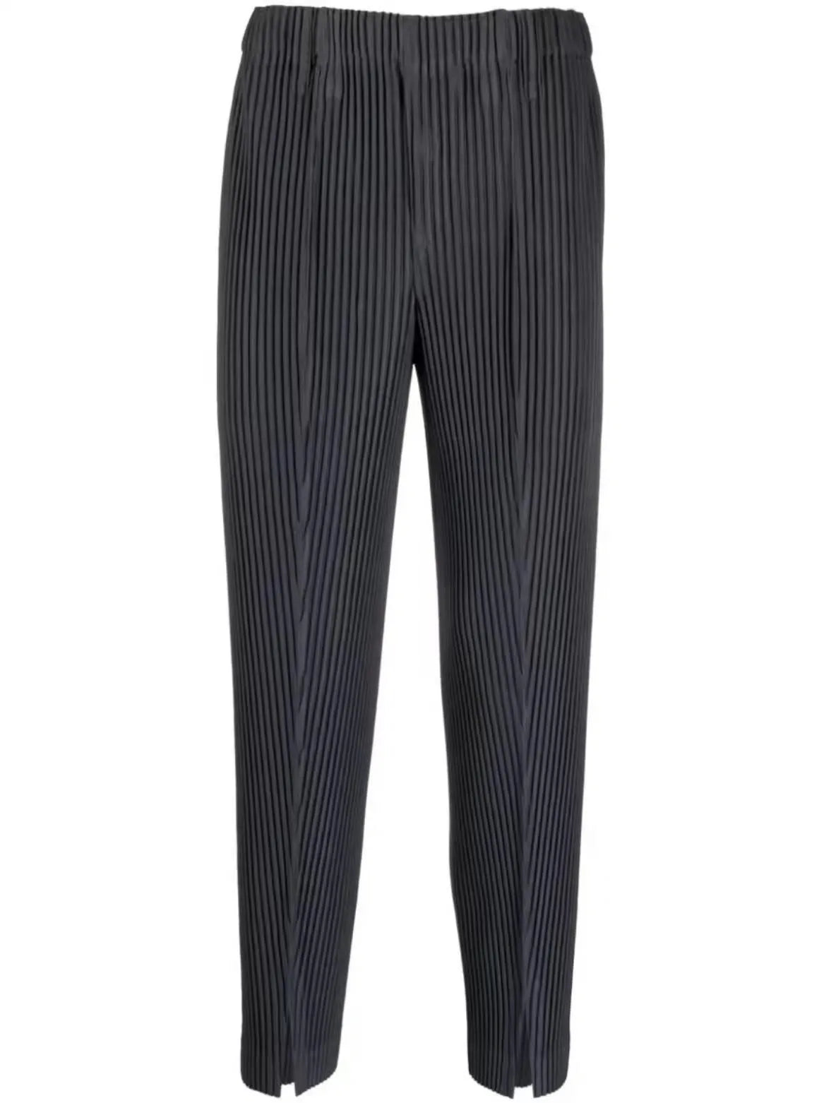 Men's casual baggy straight trousers in polyester fibre, mid-waist, available in gray, sizes M to XXL