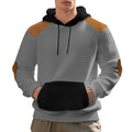 Men's leisure pullover jacquard multicolor hoodie with large pocket, loose fit, available in four colours