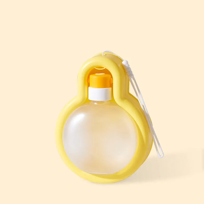 Green portable dog water bottle with detachable drinking bowl for travel