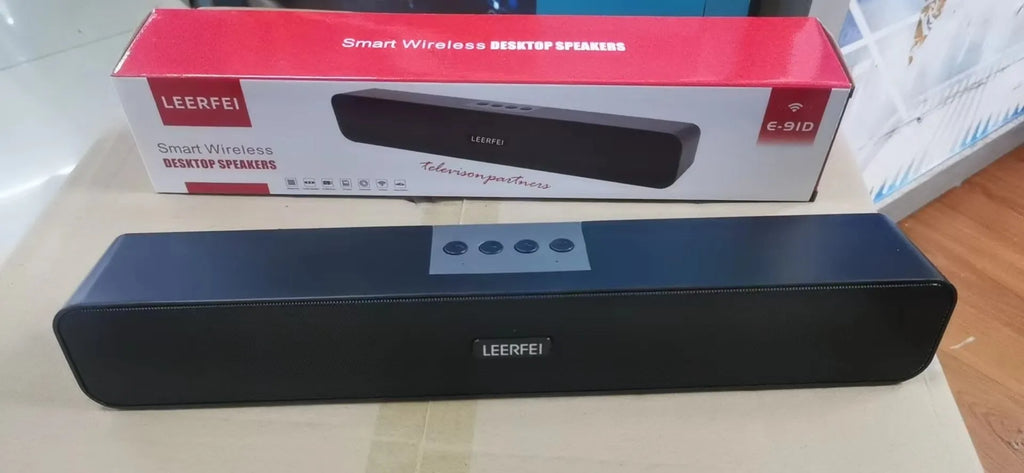 Double desktop Bluetooth speaker in black with high power, EXTRA BASS, and heater function for computer use