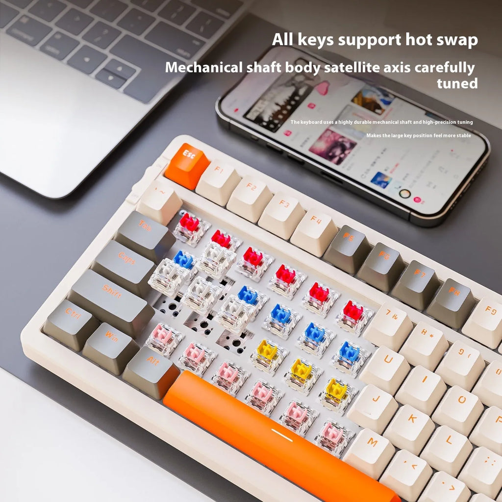 Free Wolf K96 Bluetooth dual-mode mechanical keyboard with red switches in compact 39cm design