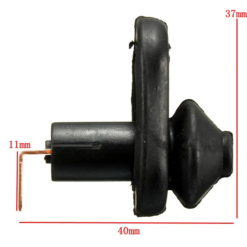 Black universal car interior door light press switch on white background.