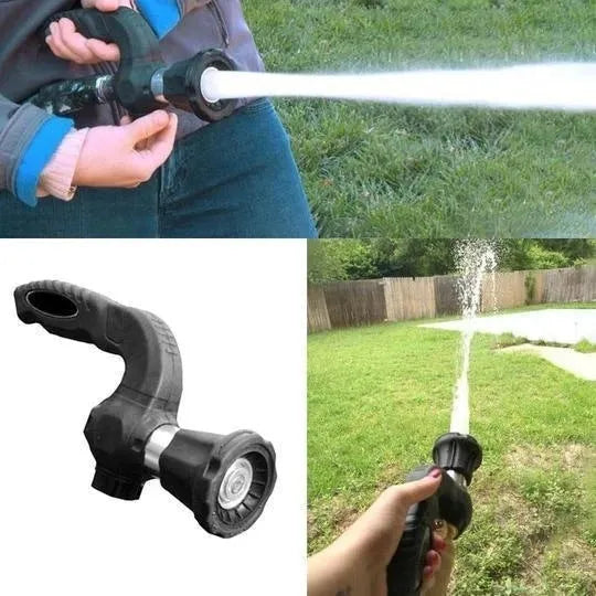 Black Mighty Power Hose Blaster Nozzle, 23x6.5x11cm, fits 5/8" hose, five spray settings, ergonomic handle