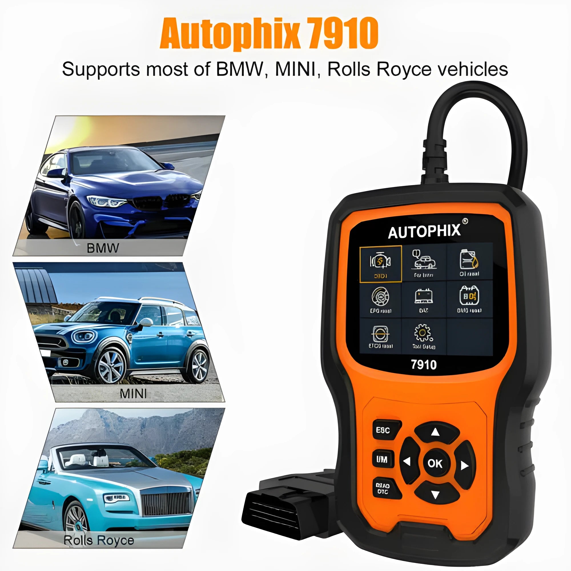 Autophix 7910 handheld OBD2 diagnostic scanner tool for BMW Mini Rolls Royce vehicles