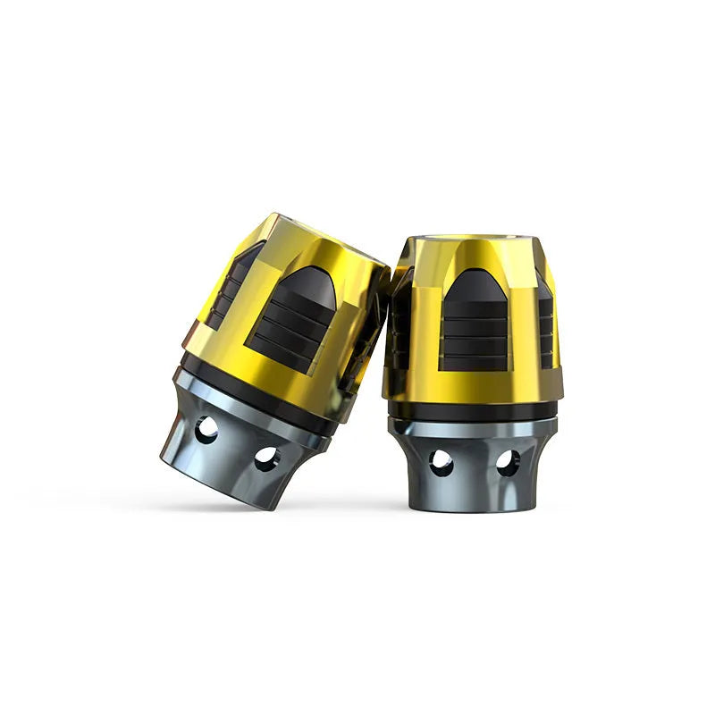 Pair of aluminium alloy fork cups for motorcycle and electric car front axles in selected anodised colour