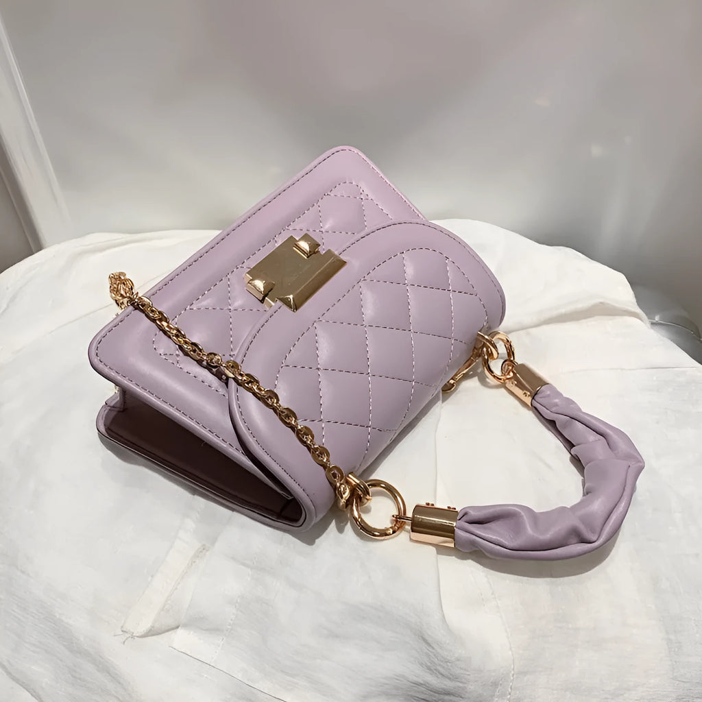 Korean-style women's rhombus square crossbody bag in soft PU leather with fixed strap