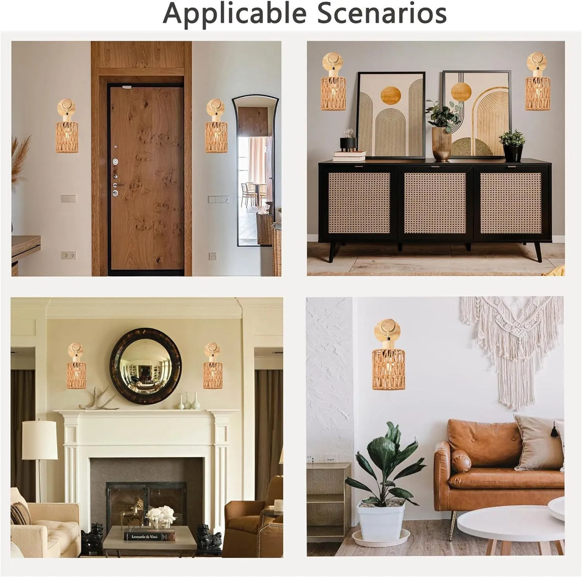 Wooden farmhouse country wall lamps, 220V, 2 pack, modern simplicity style, bulbs not included