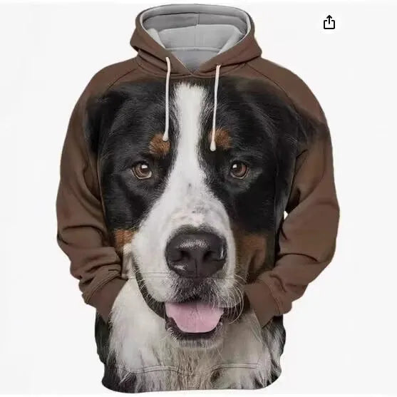 Men's hooded digital print sweatshirt loose fit polyester blend long sleeve side pocket multiple colours