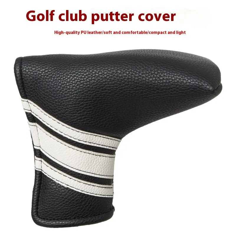 Black PU leather zipped golf case with separate compartment for a push rod and clubs.