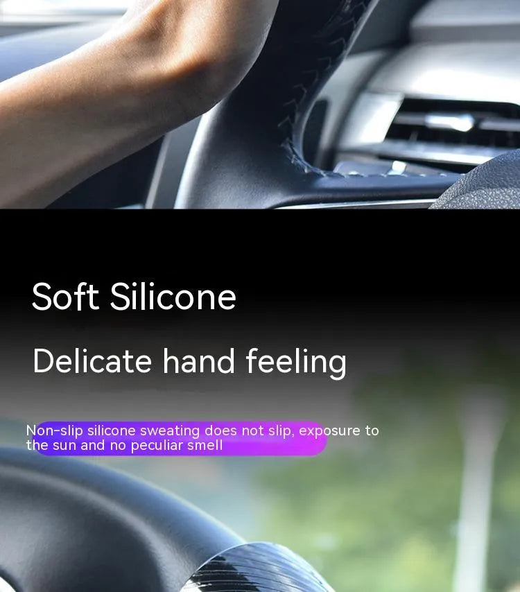 Black and blue silicone steering wheel assist ball with metal bearing for single-hand control