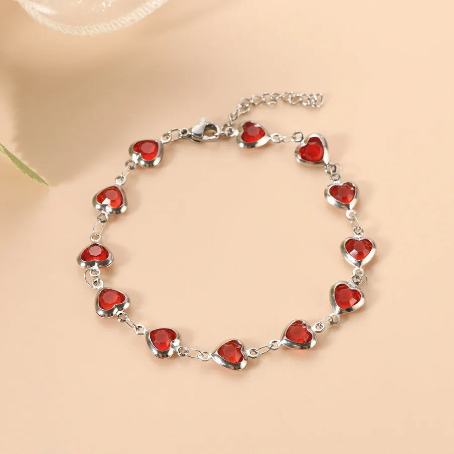 Devil's Eye Creative Heart Bracelet in stainless steel with geometric design and multiple colour options