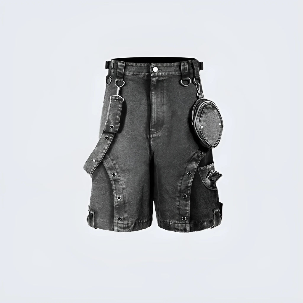 Retro washed loose high waist denim shorts in knitted cotton fabric for summer street style