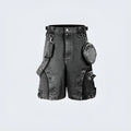 Retro washed loose high waist denim shorts in knitted cotton fabric for summer street style