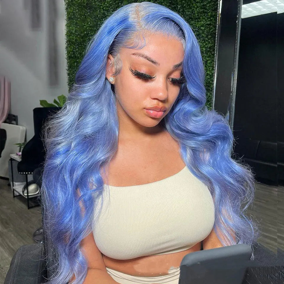 Body wave human hair lace front wig with 13x4 construction showing gentle waves and natural hairline