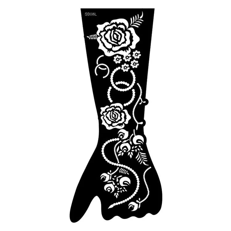 Geometric hollow template tattoo stickers showing intricate paper carving designs for stencilling