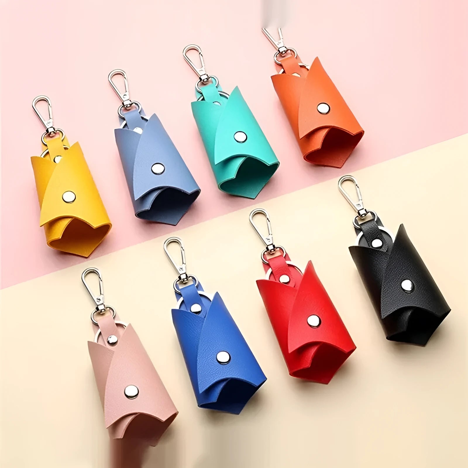 Leather car key case with bat stylings in multiple colours, 13x5cm