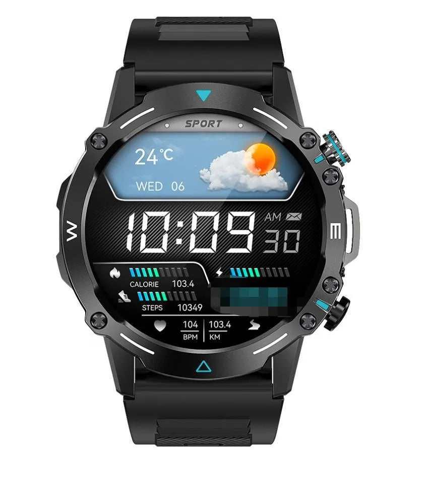 M42 smart watch with large AMOLED screen in black, sports IP68 waterproof design