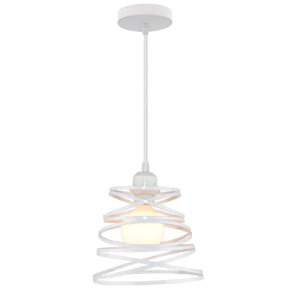 Spring chandelier ceiling lamp with iron shade in black finish for living room or bedroom
