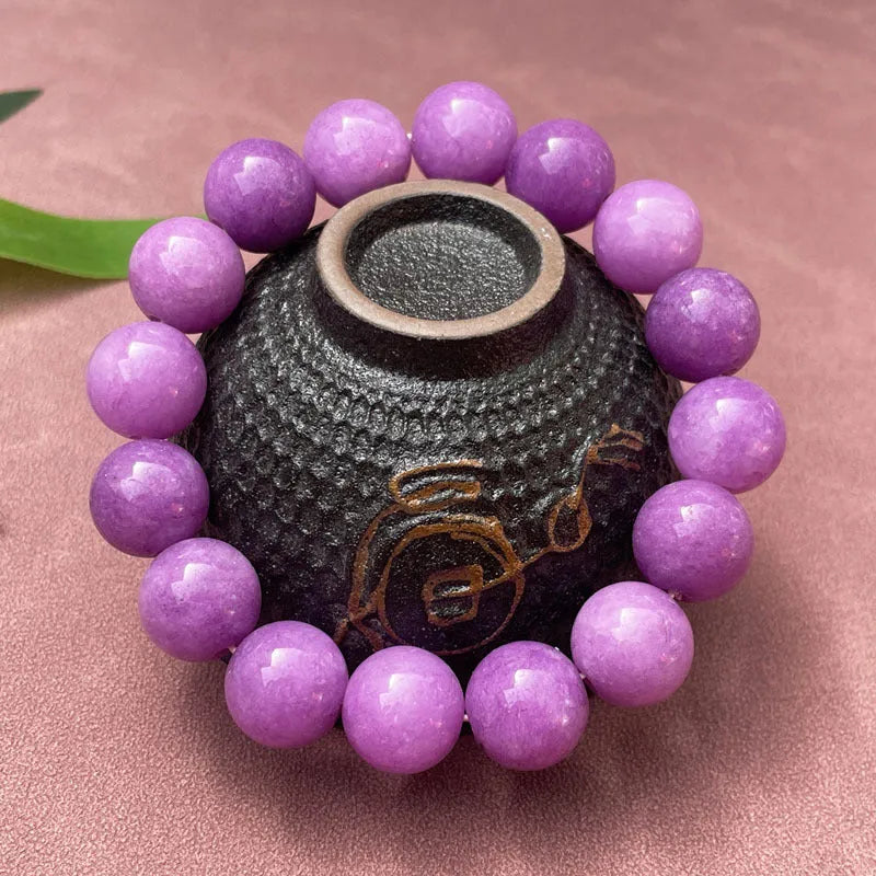 Natural quartz rock jade bracelet in Chinese style, multi circle, 8mm bead size, single ring design