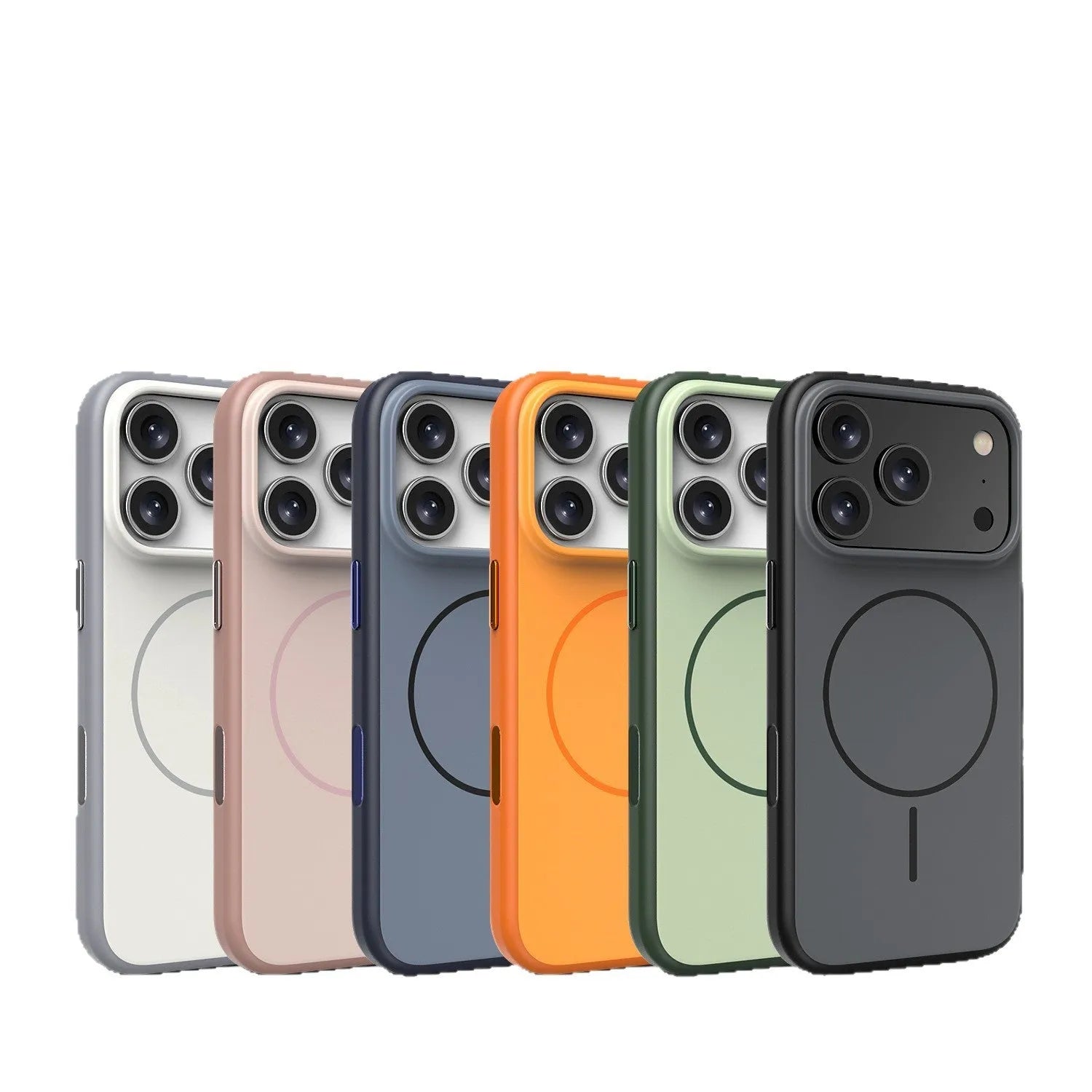 Blue frosted magnetic phone case for iPhone with a dedicated AI photography button on the side.