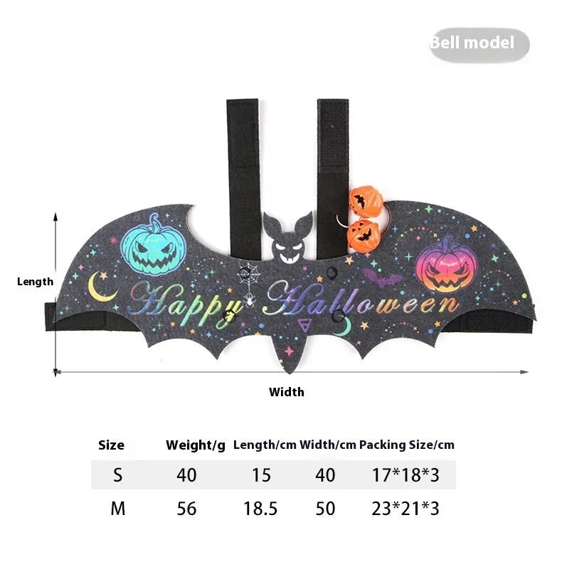 Halloween batwing costume for cats in felt material with multiple colour options