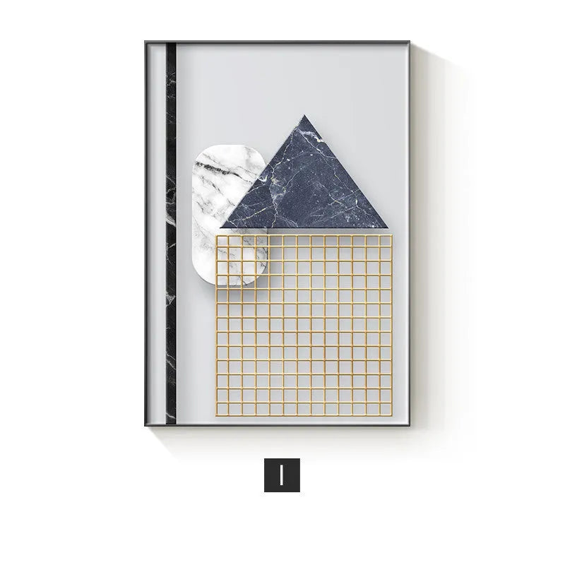 Abstract geometric canvas painting wall art poster in modern design