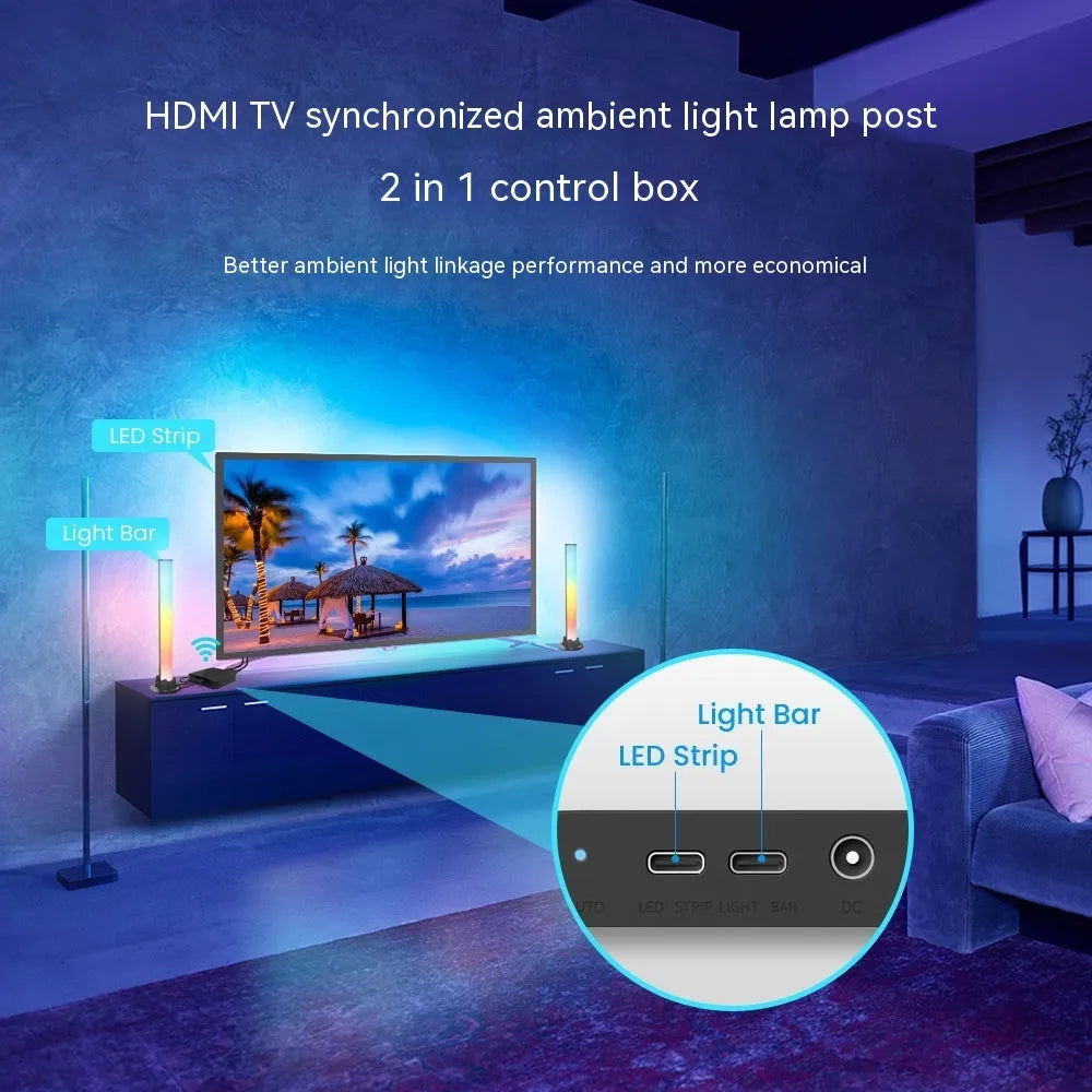 Smart LED light strip for television backlighting with voice control and three length options.