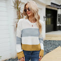 Women's striped pullover sweater in short 40cm length with loose casual fit