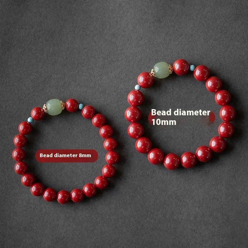 Cinnabar Hetian Jade geometric ellipse bead bracelet in purple gold sand colour with coated metal components