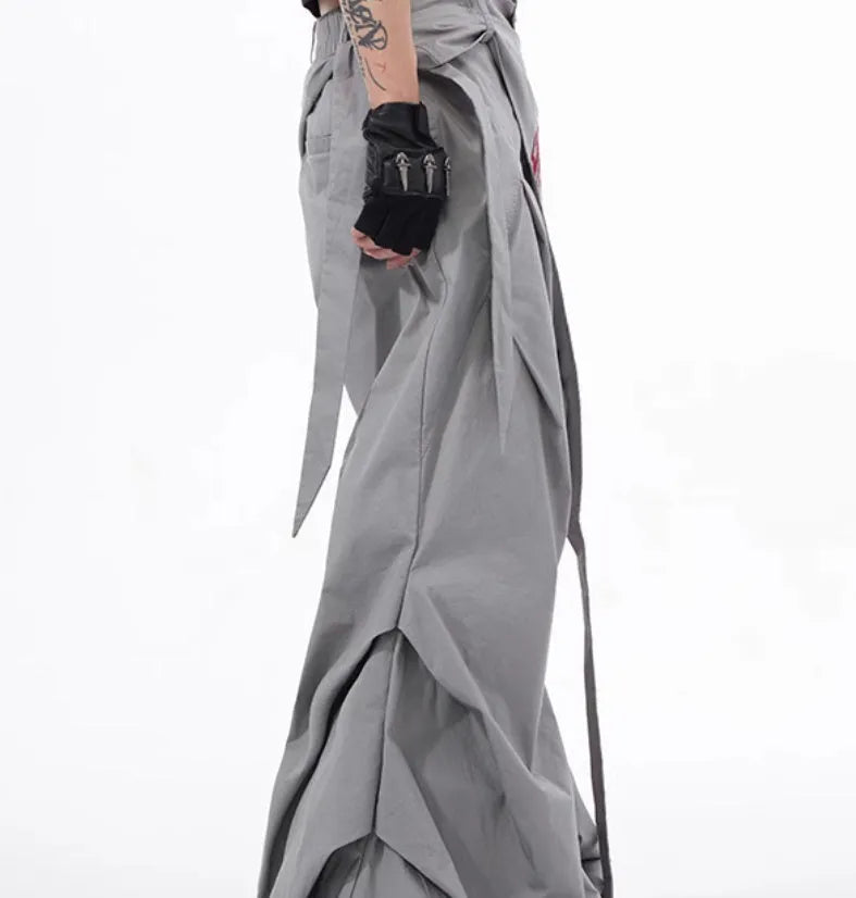 Korean style boys wide-leg summer pants in black or grey solid colours