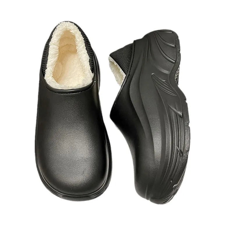 Women's snow boots with heel wrap platform, fleece lining, EVA sole, black colour
