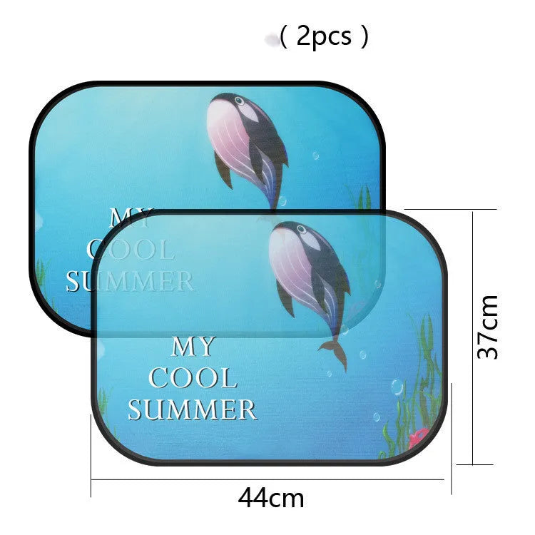 Electrostatic car sunshade pair for side windows in animal design