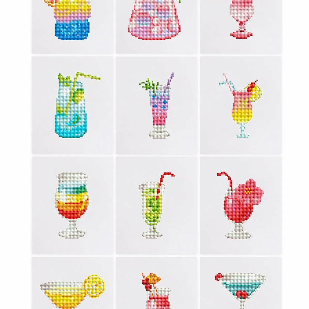 Frameless acrylic diamond painting set in cartoon style, 15x15cm or 18cm painting core, most sets with 12 non-repeating pieces.