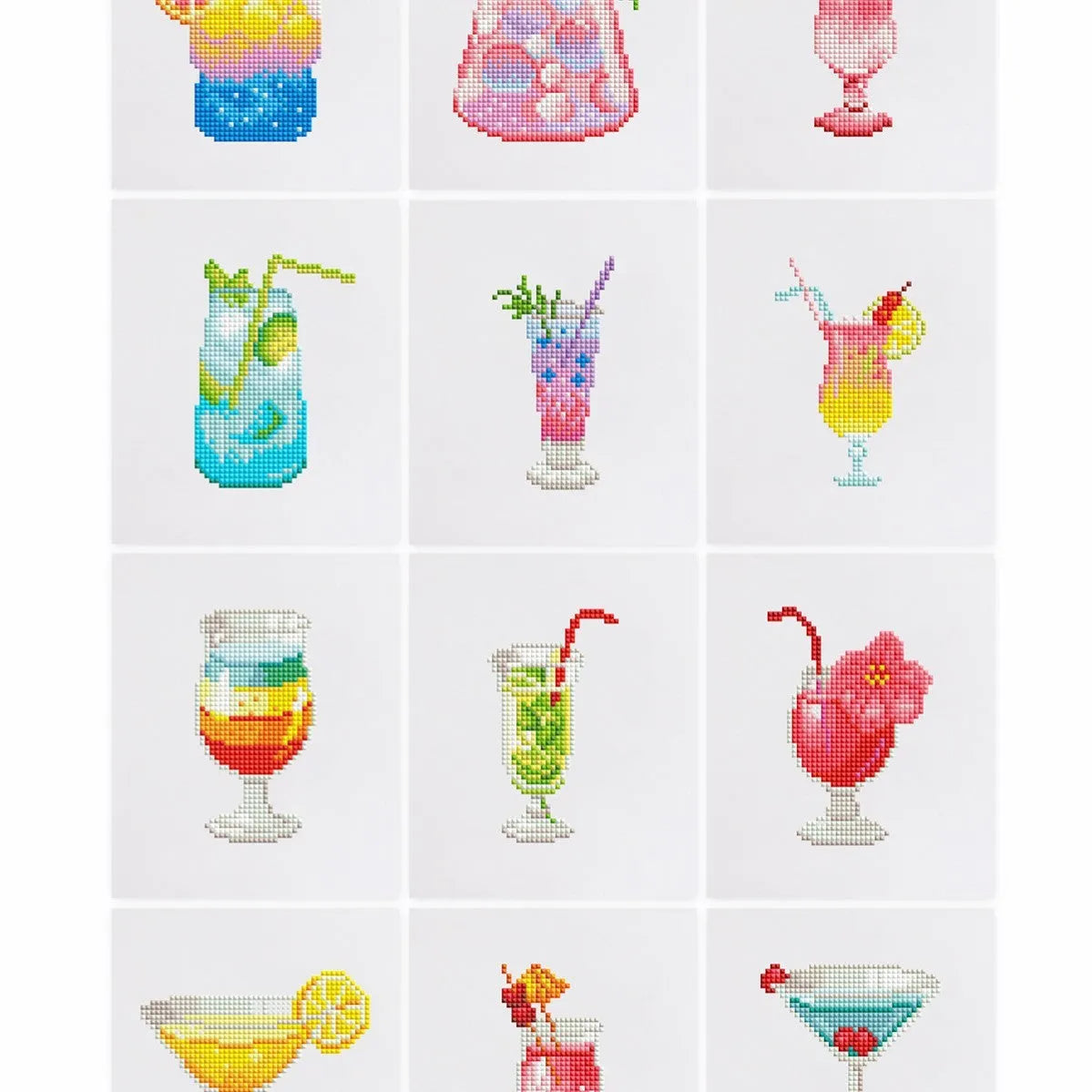 Frameless acrylic diamond painting set in cartoon style, 15x15cm or 18cm painting core, most sets with 12 non-repeating pieces.