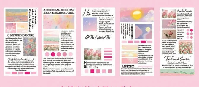 Paper sticker book with 20 landscape painting stickers measuring 60x120mm