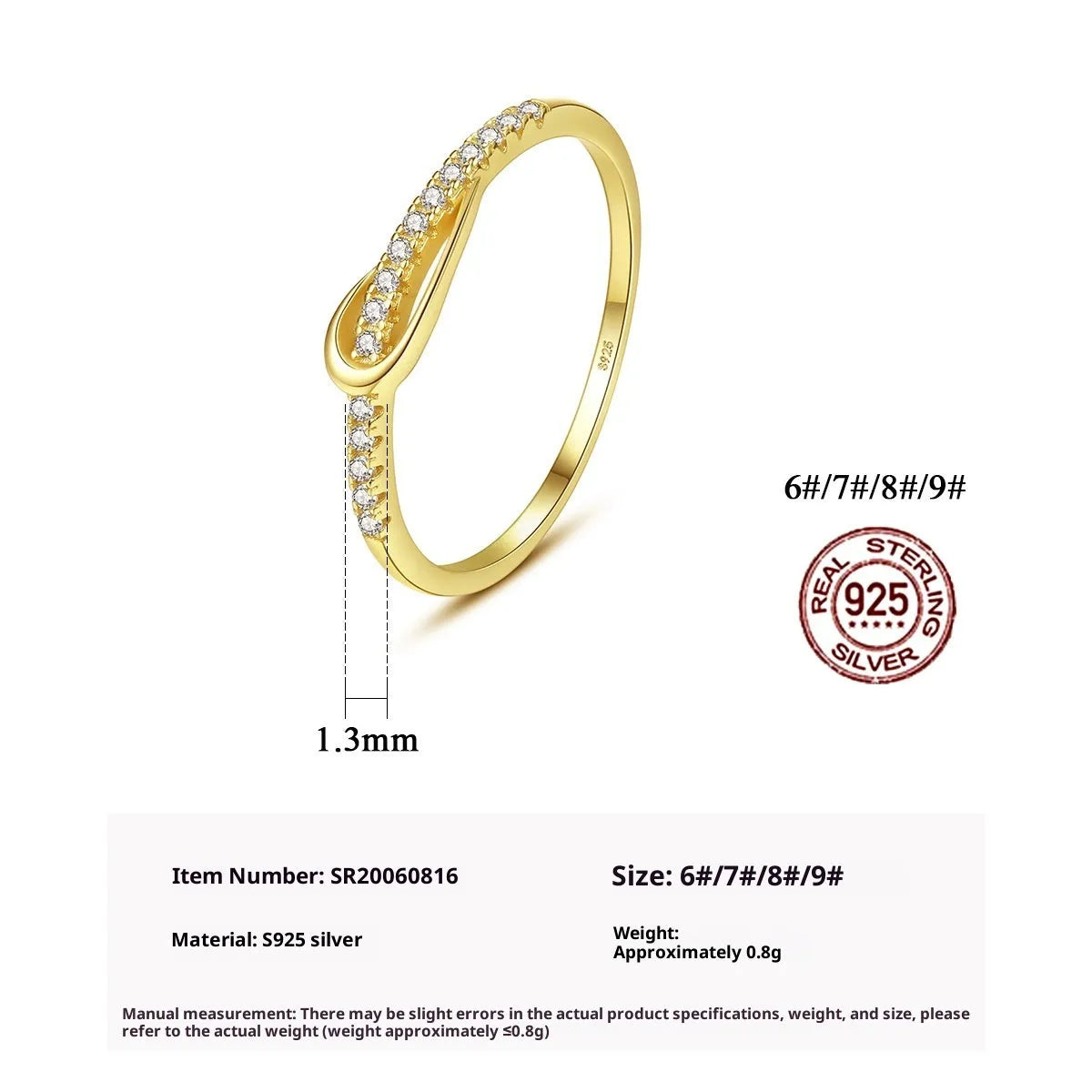 S925 silver bow ring with single row of diamond stones on a plain background