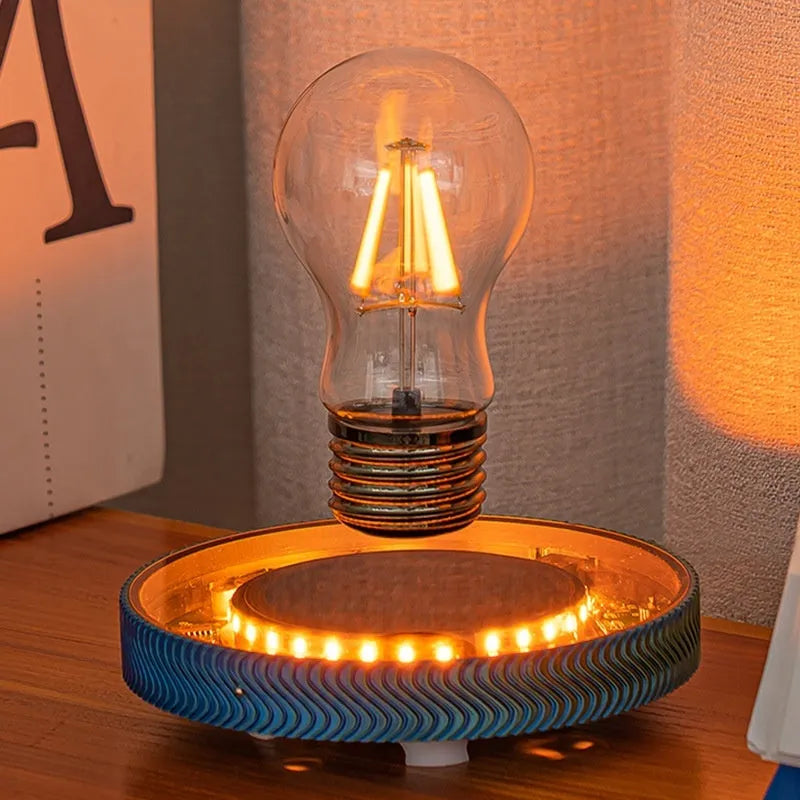 Magnetic suspension 3D printed night lamp in Moon, Saturn, or bulb design styles.