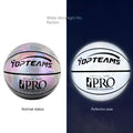 Holographic luminous reflective no. 7 basketball in chroma colour with wear-resistant PU surface